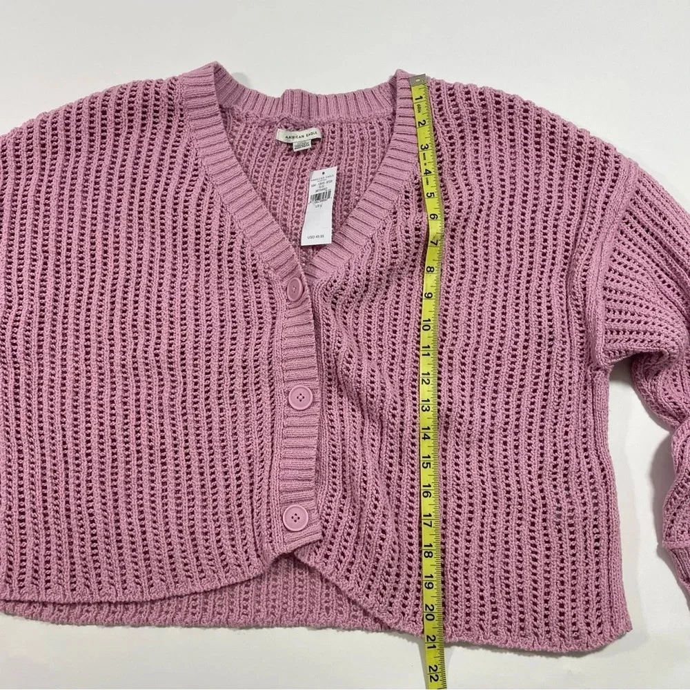 New American Eagle V Neck Cardigan Sweater Pink